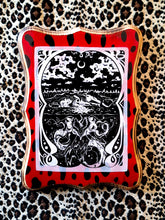 Load image into Gallery viewer, Red Spotted Ornate Rectangle Plaque with "Creature in the Water" Print